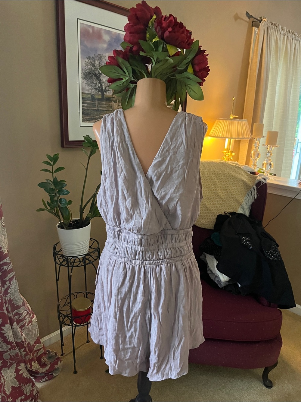 Sleeveless V-Neck Light Lavender Romper